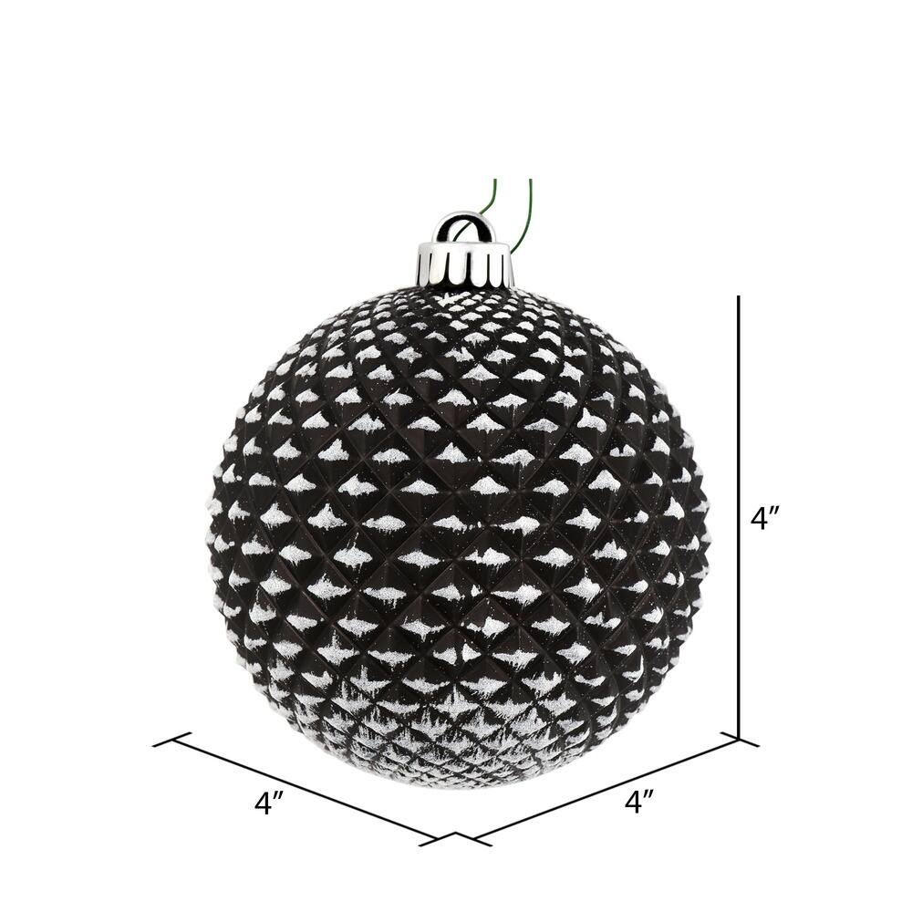 Vickerman 4" Black Durian Glitter Ball Ornament, 6 per Bag Bed Bath